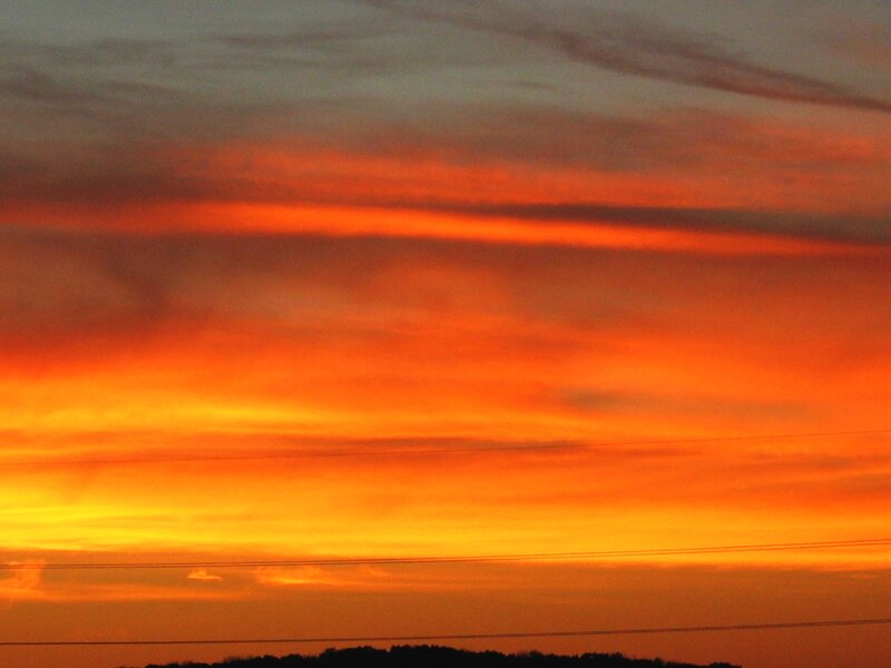 Sunset Sky — Orange, Dramatic, Photograph, Clouds, Power Lines