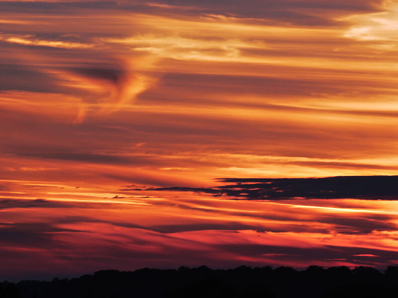 Sunset Sky — Orange, Dramatic, Photograph, Clouds, Silhouette, Red