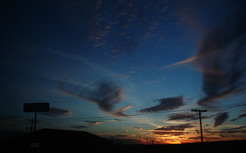 Sunset Sky with Clouds — Blue, Dramatic, Photograph, Power Lines