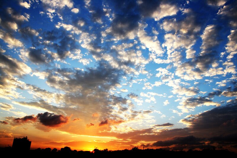 Sunset Sky with Clouds — Blue, Dramatic, Photograph