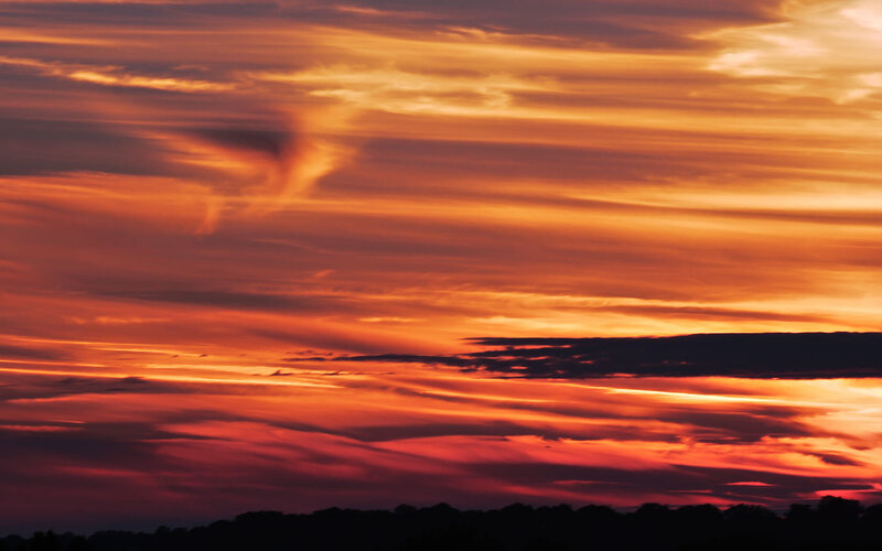 Sunset Sky with Clouds — Orange, Dramatic, Photograph, Horizon, Red