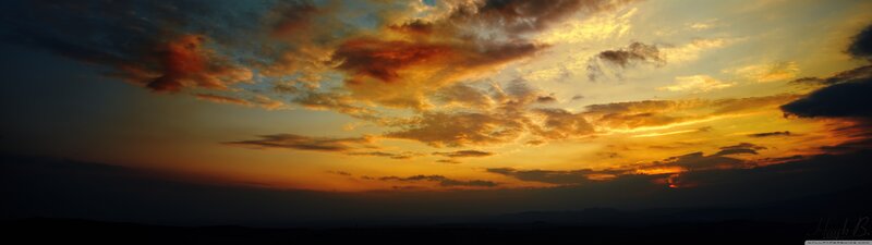 Sunset Sky with Clouds — Orange, Dramatic, Photograph, Mountains