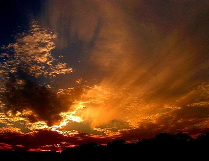 Sunset Sky with Clouds — Orange, Dramatic, Photograph, Silhouette, Red, Black