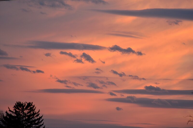 Sunset Sky with Clouds — Orange, Serene, Photograph