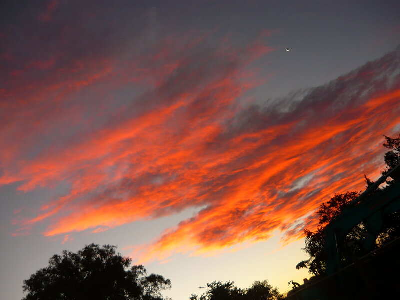 Sunset Sky with Clouds — Red, Dramatic, Photograph