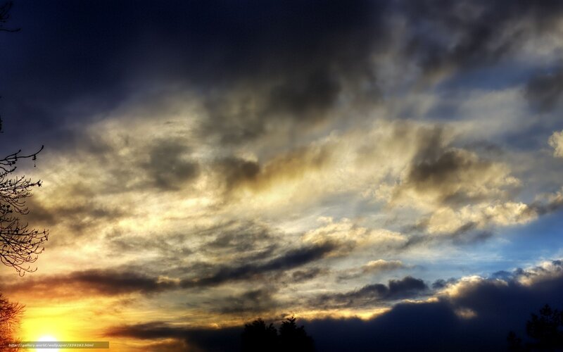 Sunset Sky with Clouds — Yellow, Dramatic, Photograph