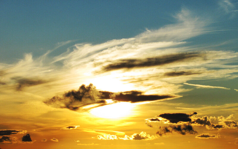 Sunset Sky with Clouds — Yellow, Dramatic