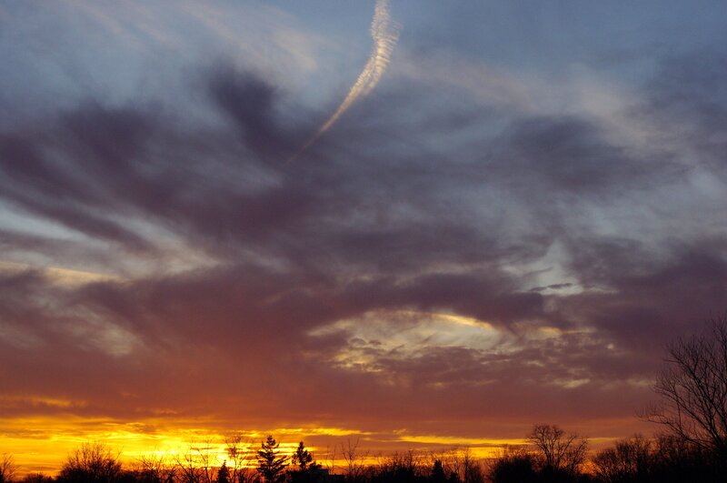 Sunset Sky with Contrail — Orange