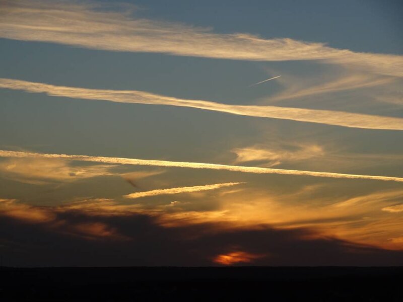 Sunset Sky with Contrails — Orange