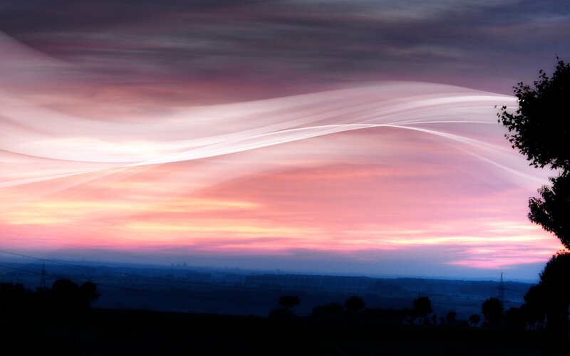 Sunset Sky with Light Trails — Pink