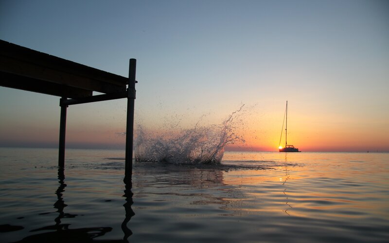 Sunset splash at the dock