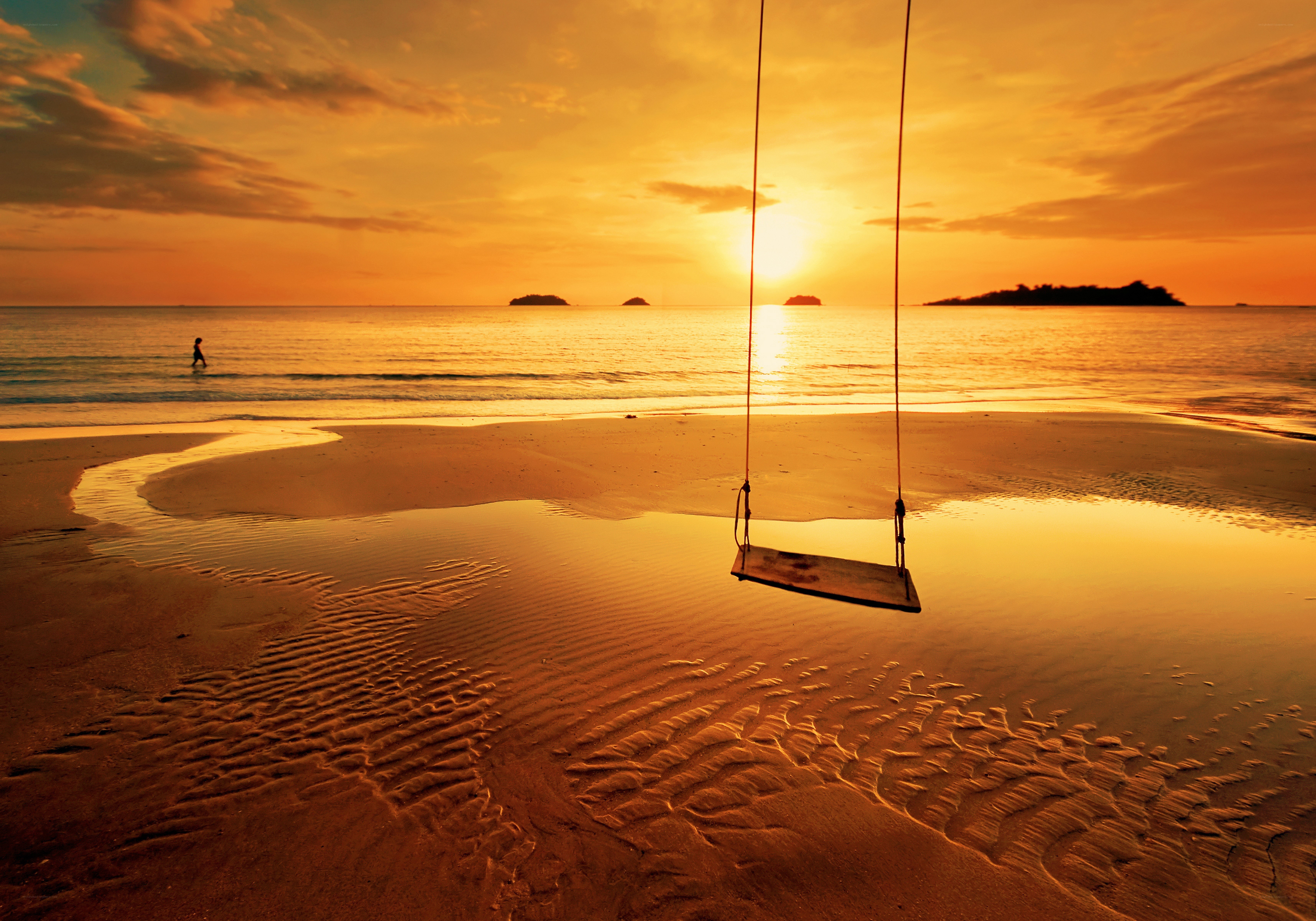 Sunset swing on the beach