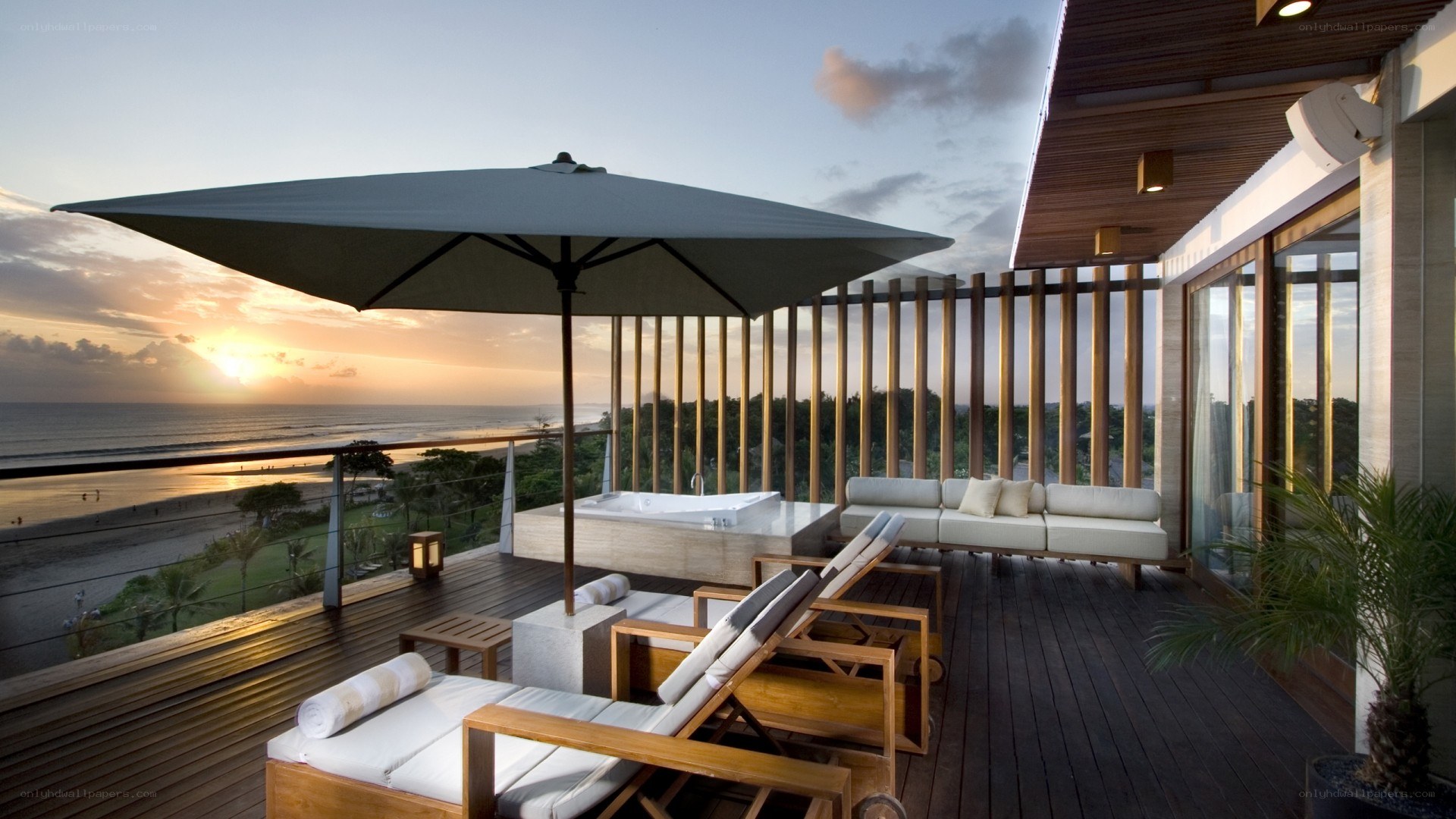 Sunset terrace with ocean view