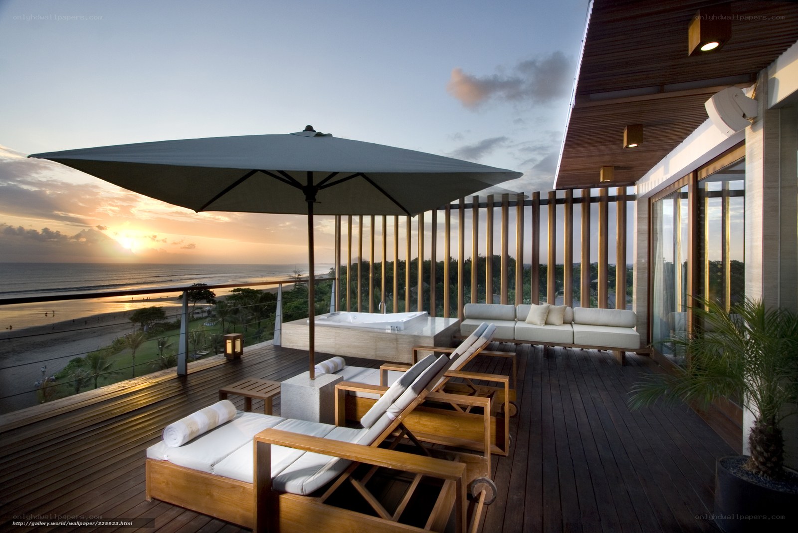 Sunset terrace with ocean view
