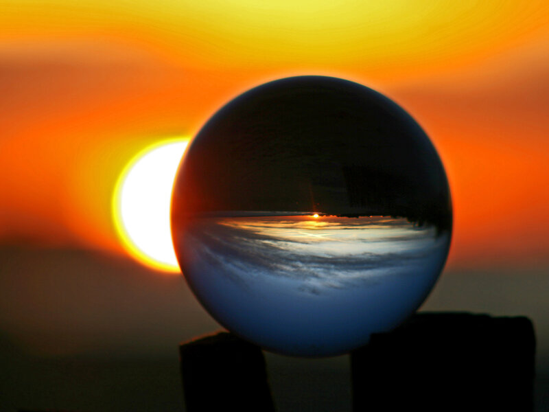 Sunset through a crystal ball