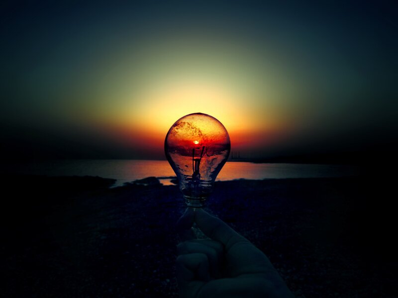 Sunset through a light bulb