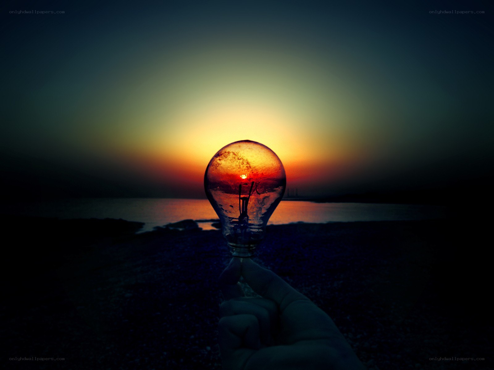 Sunset through a light bulb