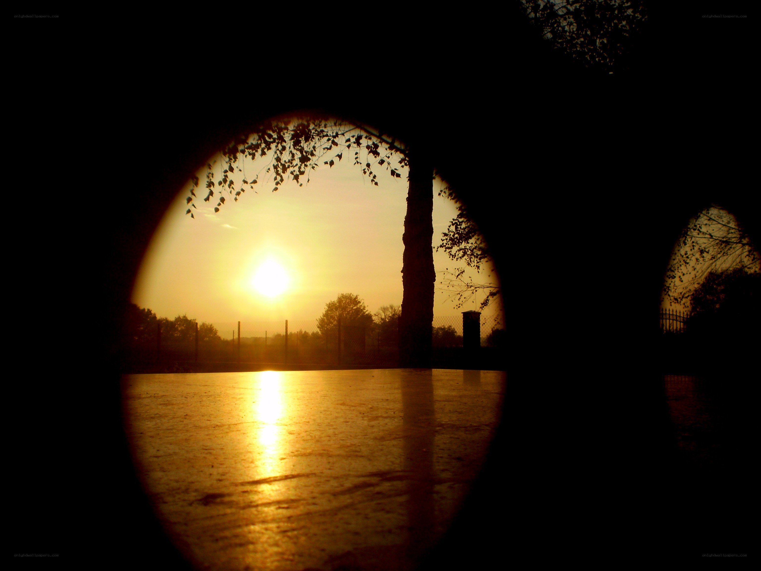Sunset through a tunnel