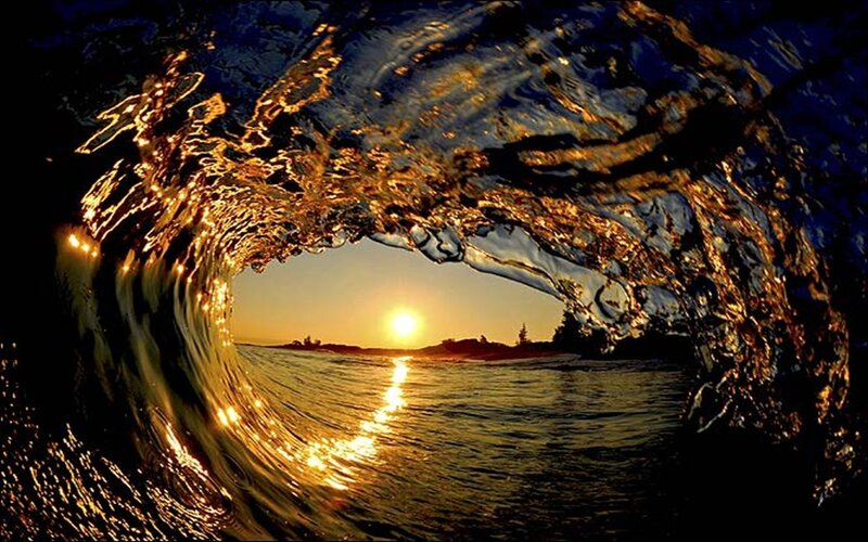 Sunset through a wave tunnel