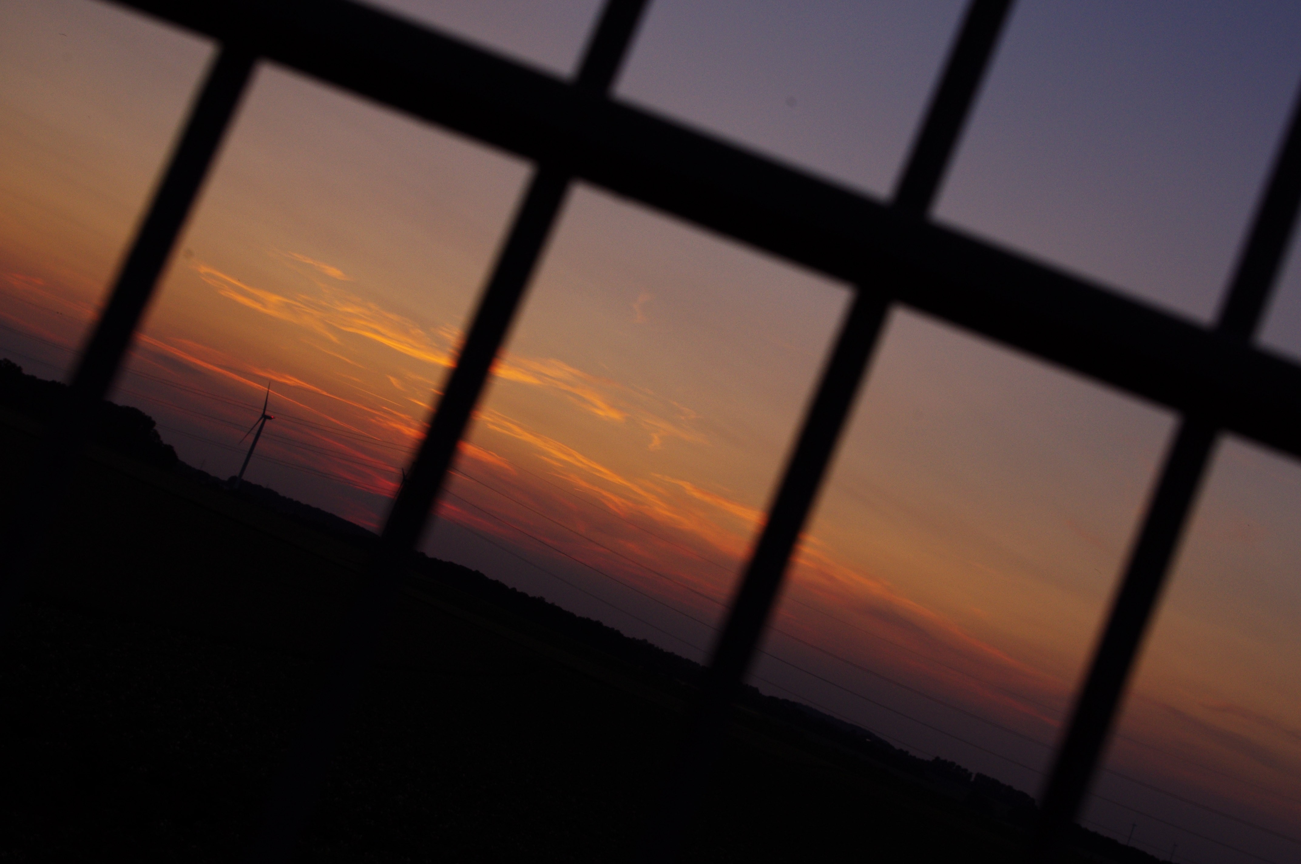 sunset through a window