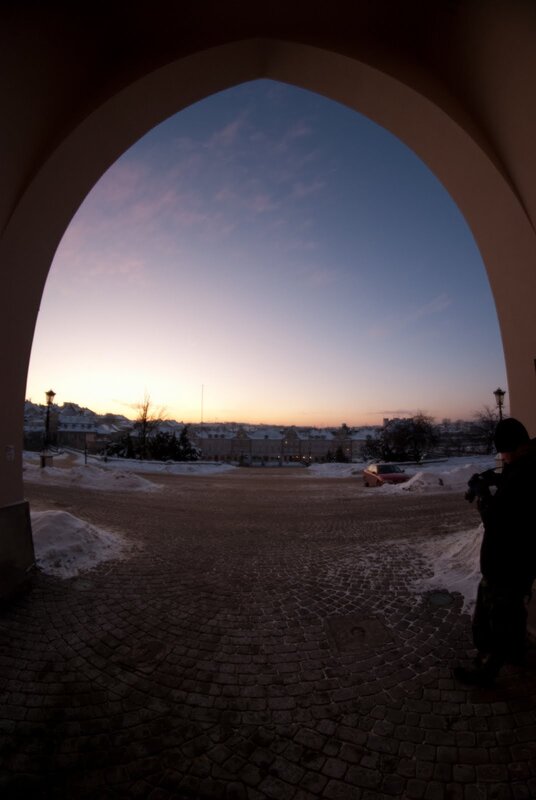 Sunset through an archway