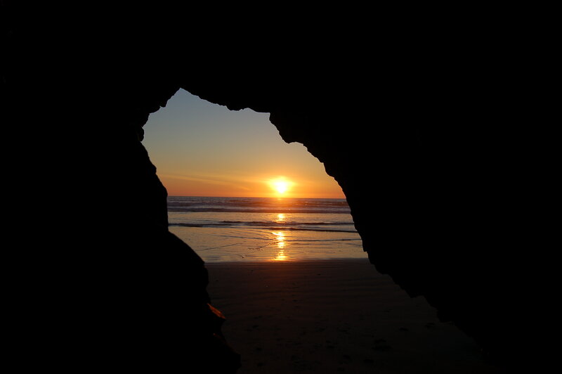 Sunset Through Cave Opening — Orange
