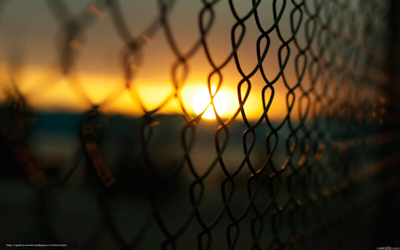 Sunset Through Chain-link Fence — Orange