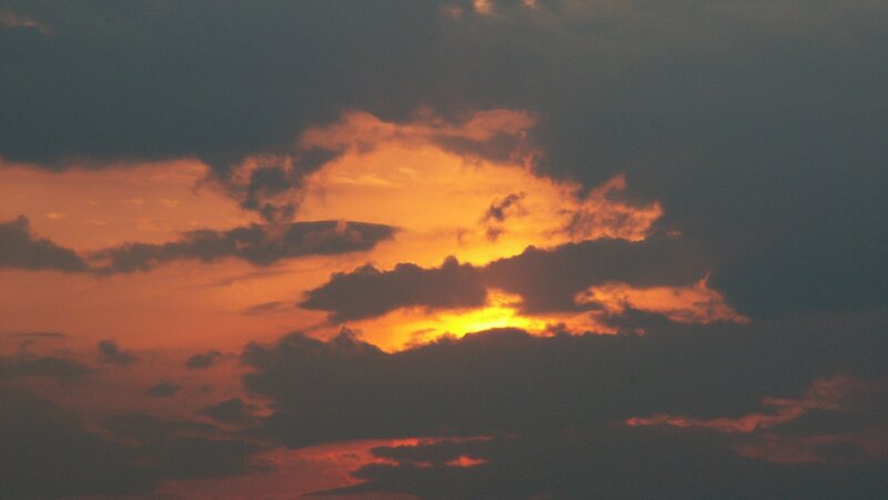 Sunset Through Clouds — Orange, Dramatic, Photograph, Sky