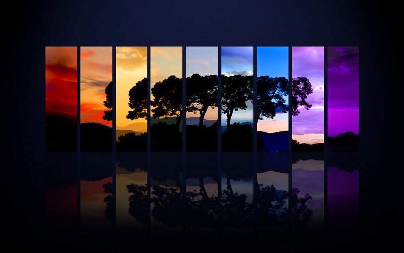 sunset through color panels