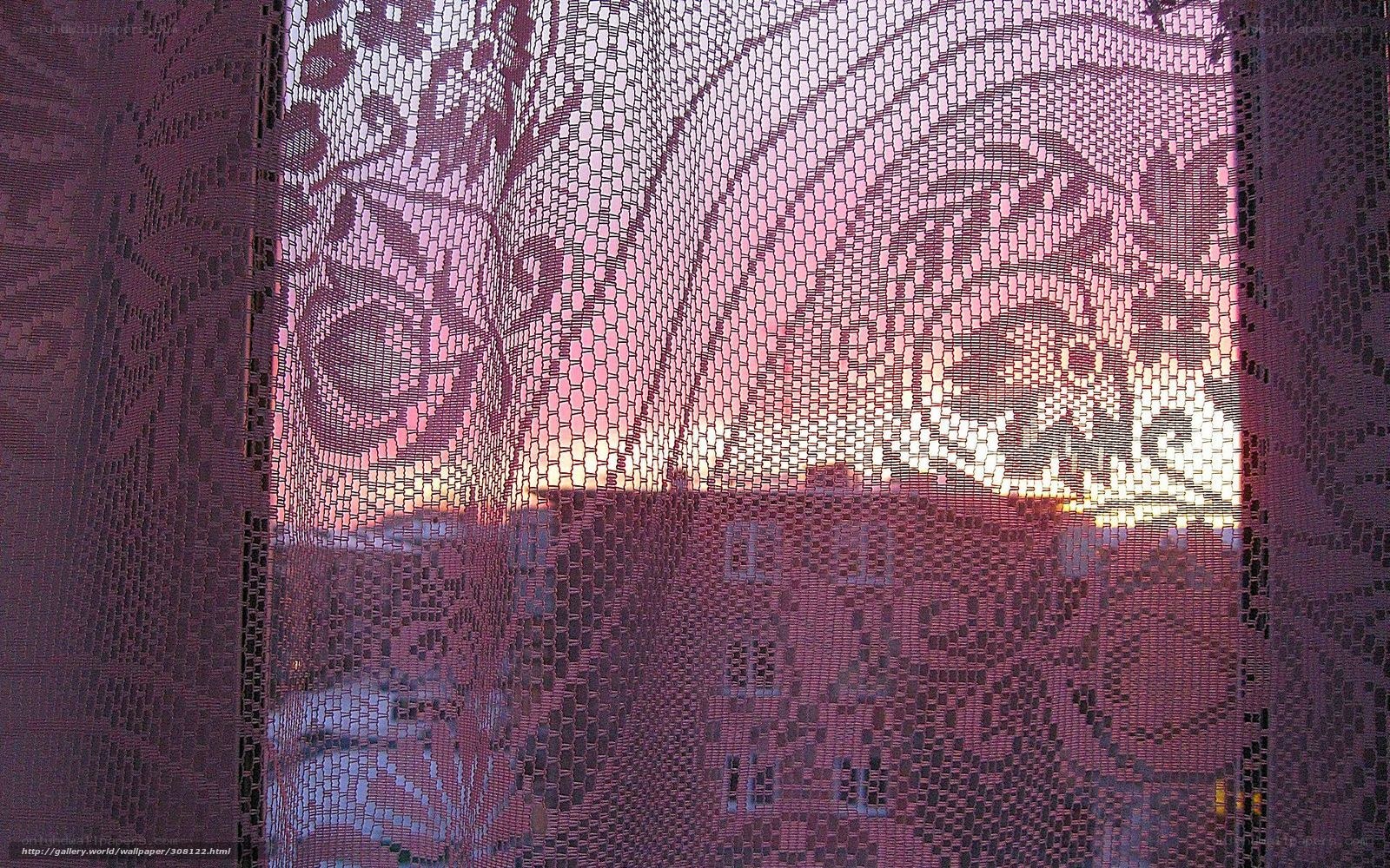 Sunset through lace curtain