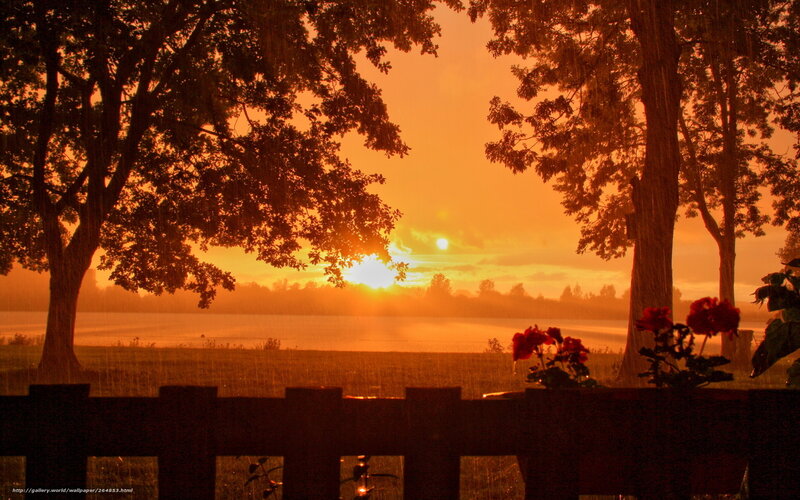 Sunset through rain