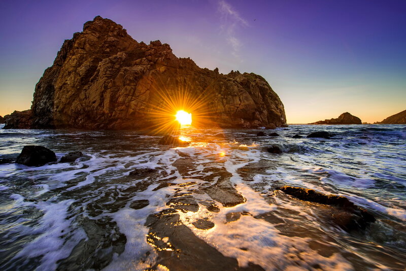 Sunset Through Rock Arch — Purple
