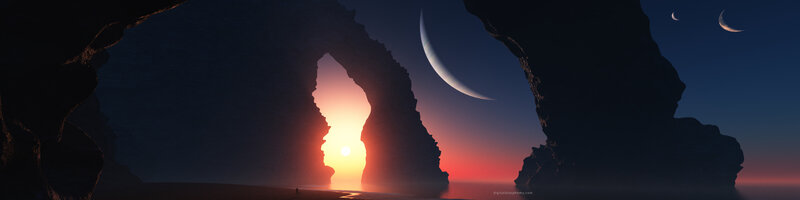 Sunset through rock arches