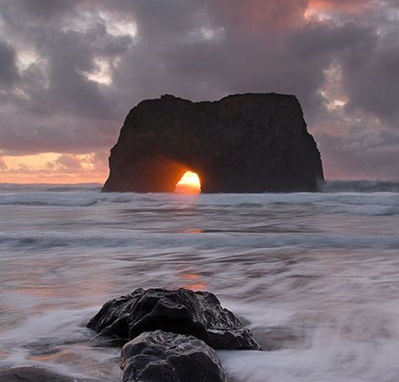 Sunset Through Sea Arch — Orange