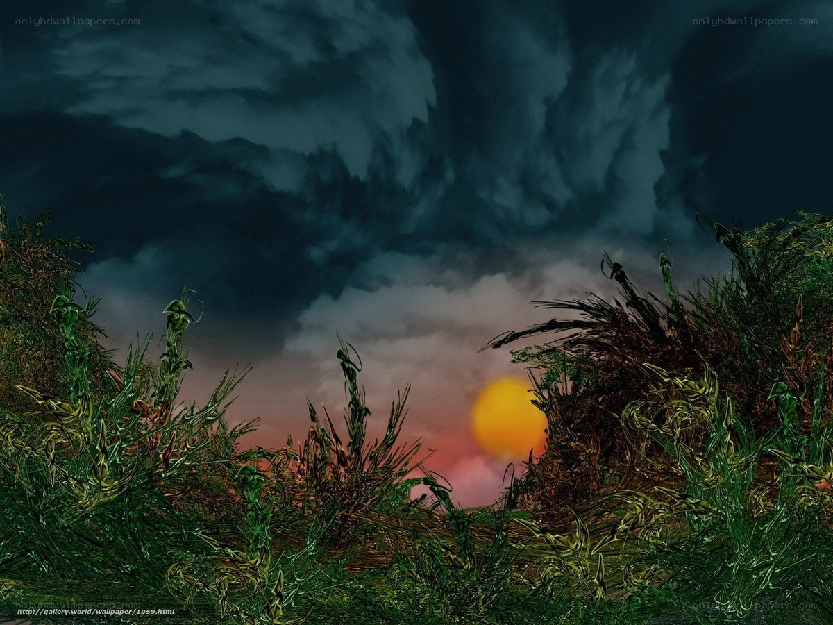 Sunset through stormy clouds
