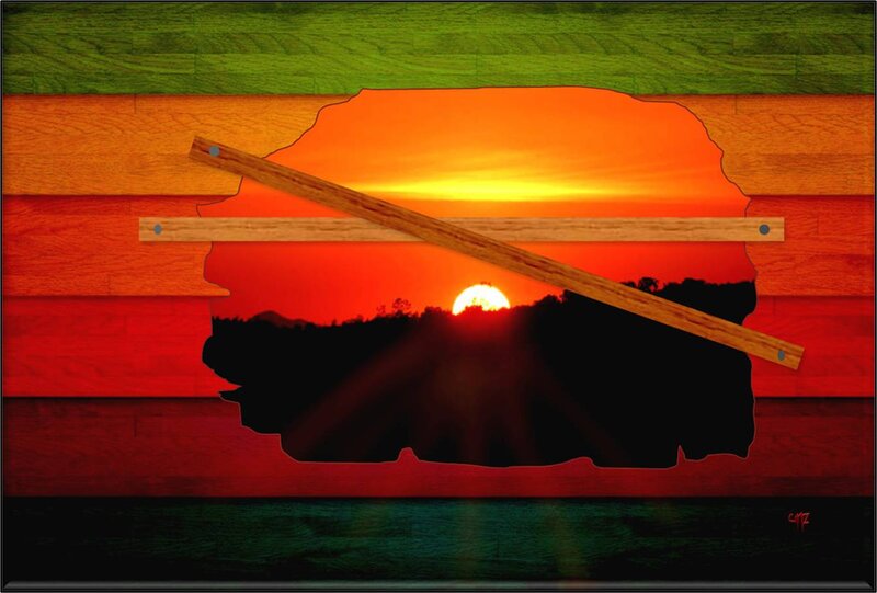 Sunset Through Wooden Cutout