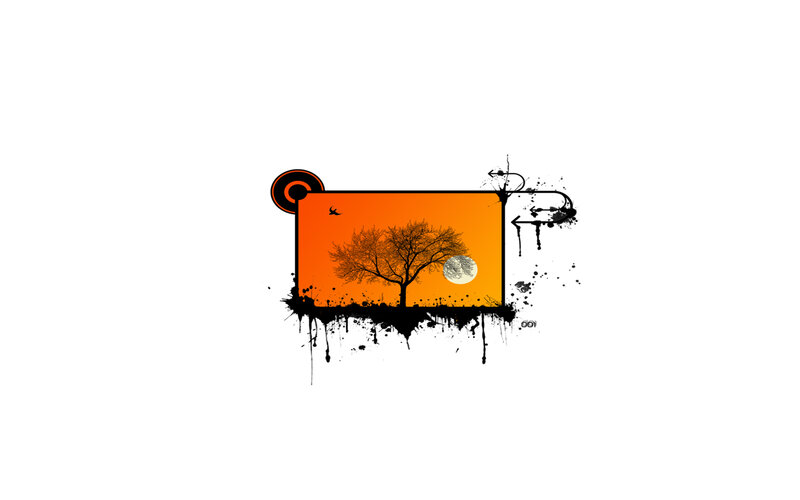 sunset tree silhouette art