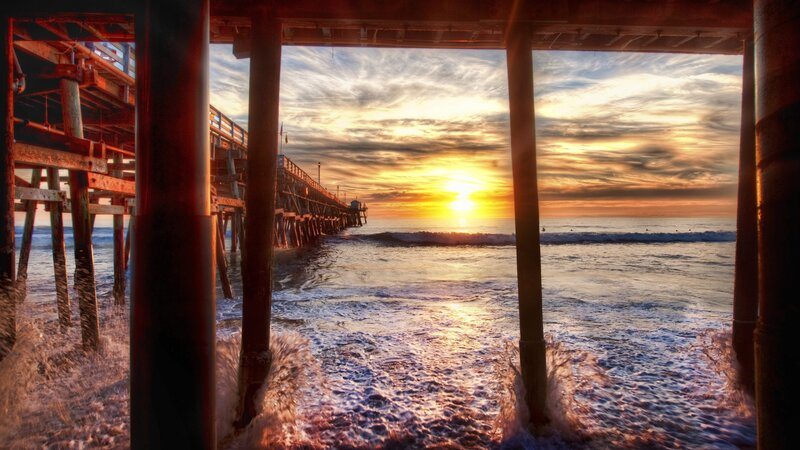 Sunset under Pier — Orange, Dramatic
