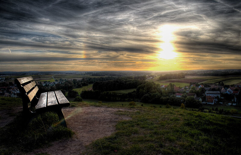 Sunset view from a bench