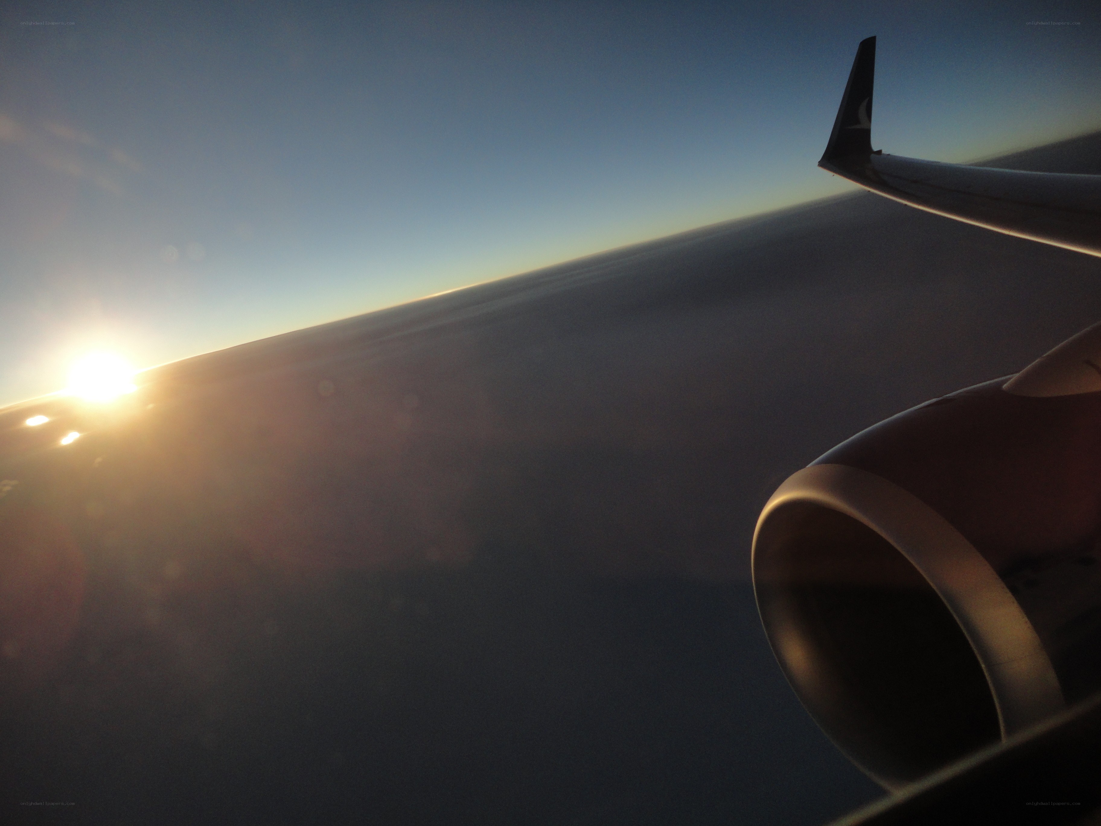Sunset view from airplane window