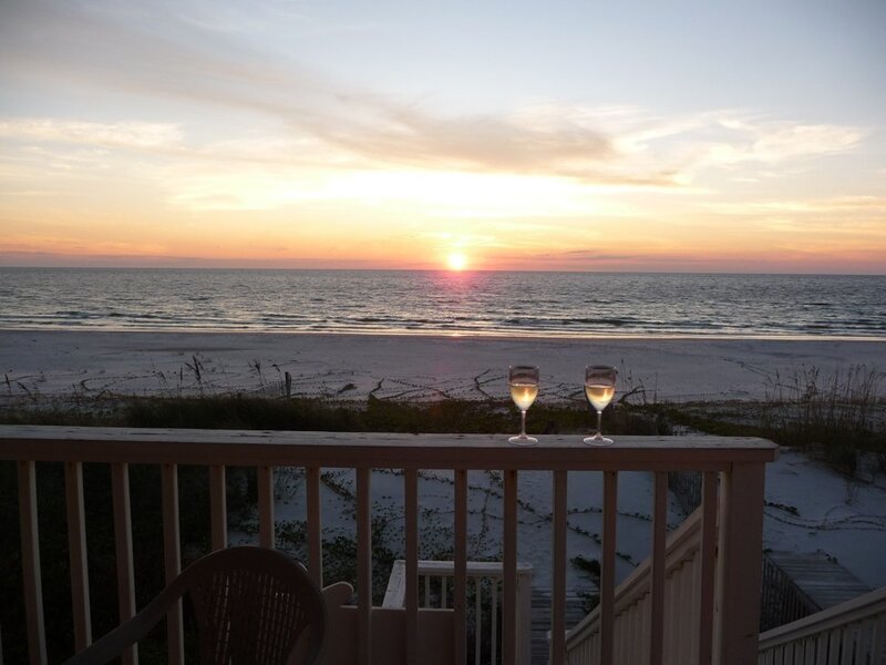 Sunset view from beach deck