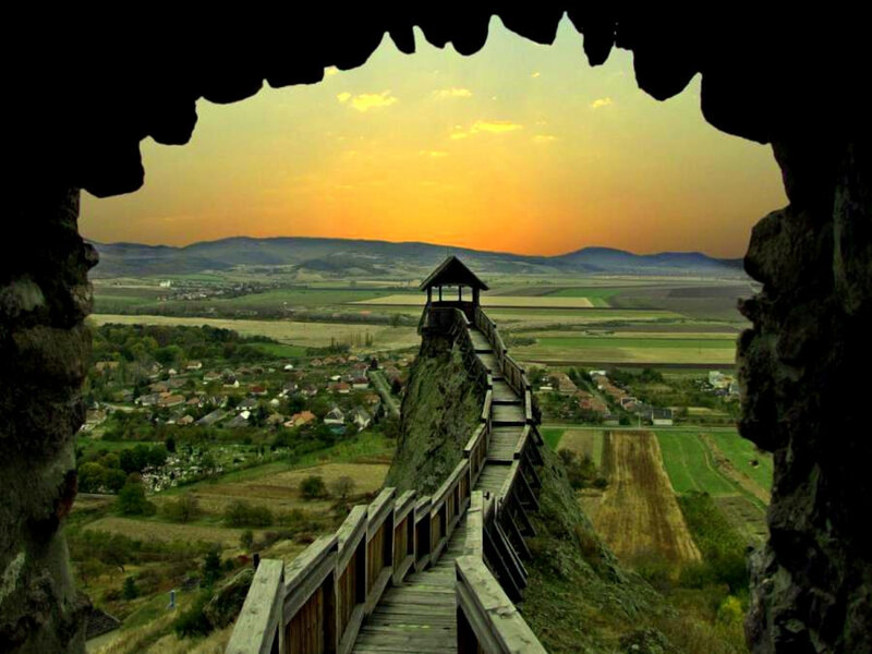 Sunset view from castle walkway