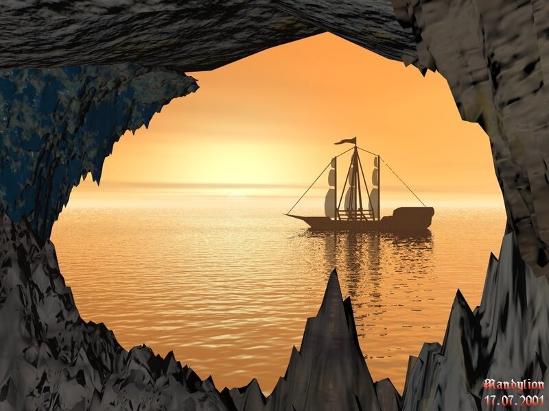sunset view from cave