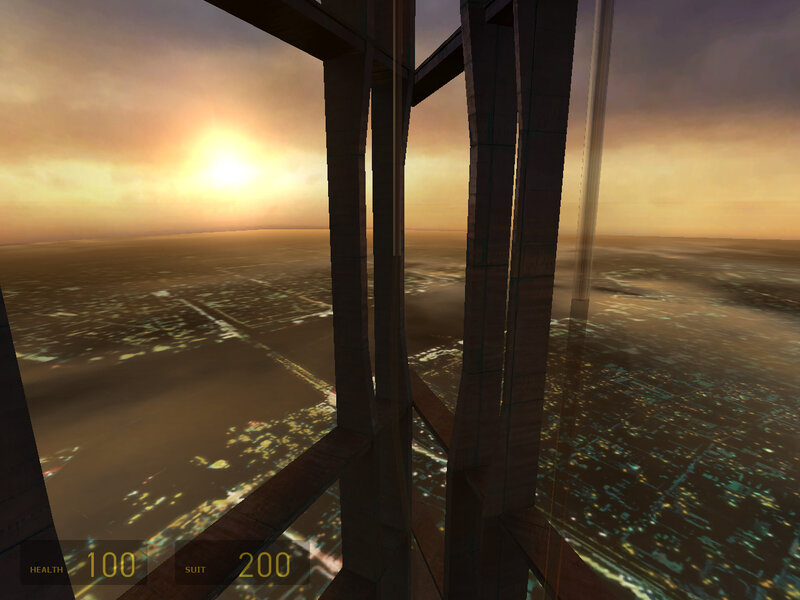 sunset view from high tower
