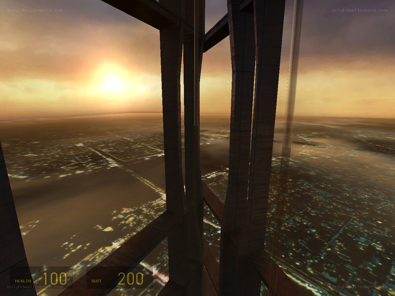 sunset view from high tower