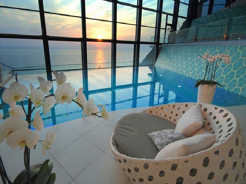 Sunset view from indoor pool