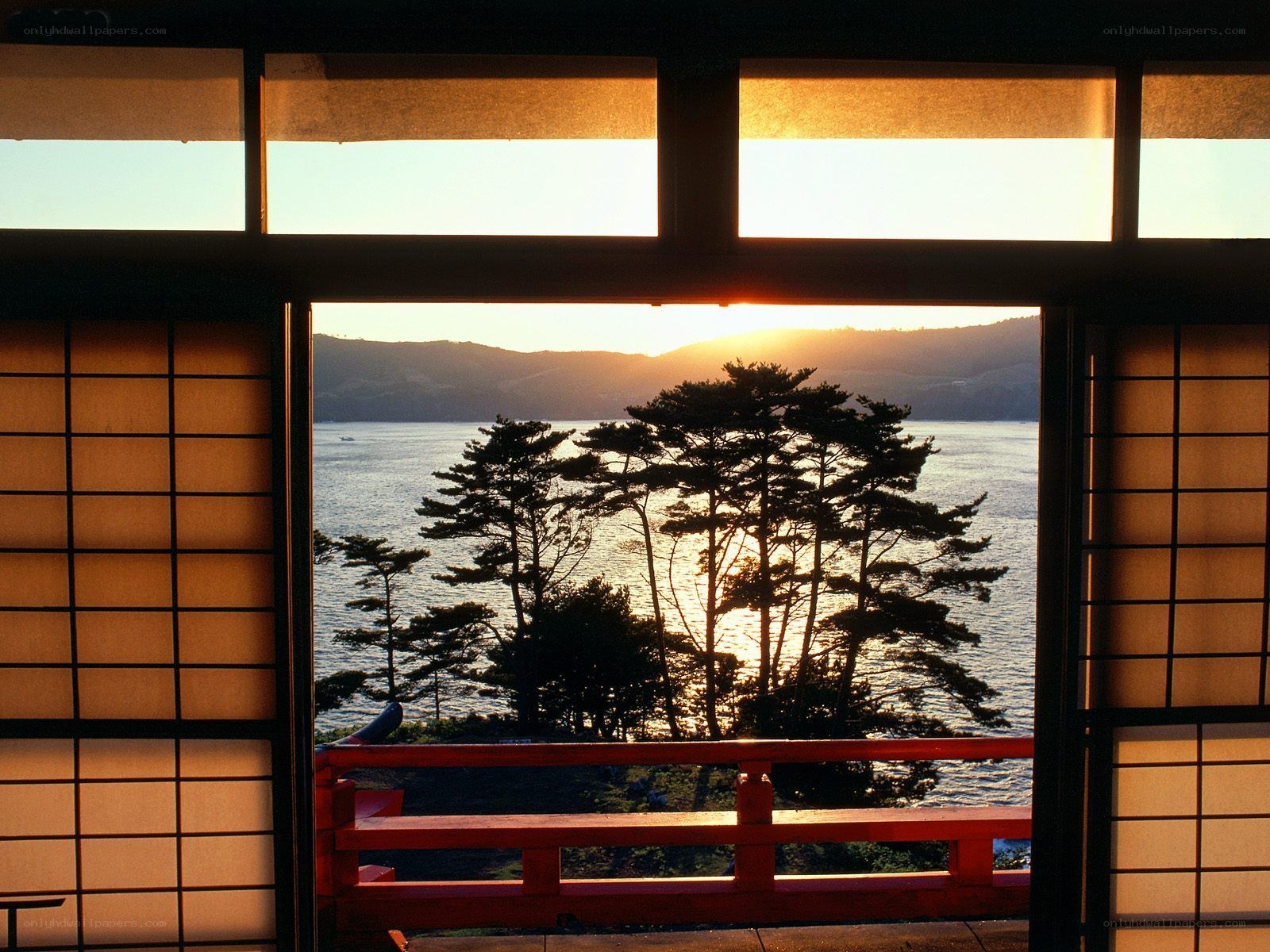 Sunset view from Japanese temple