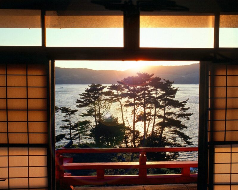 Sunset view from Japanese temple