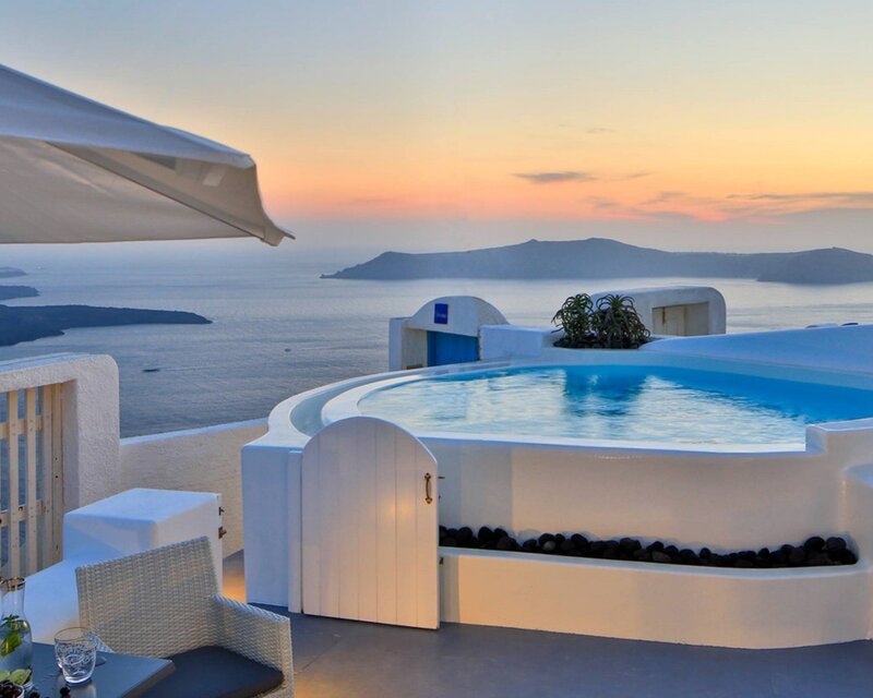 Sunset view from pool terrace