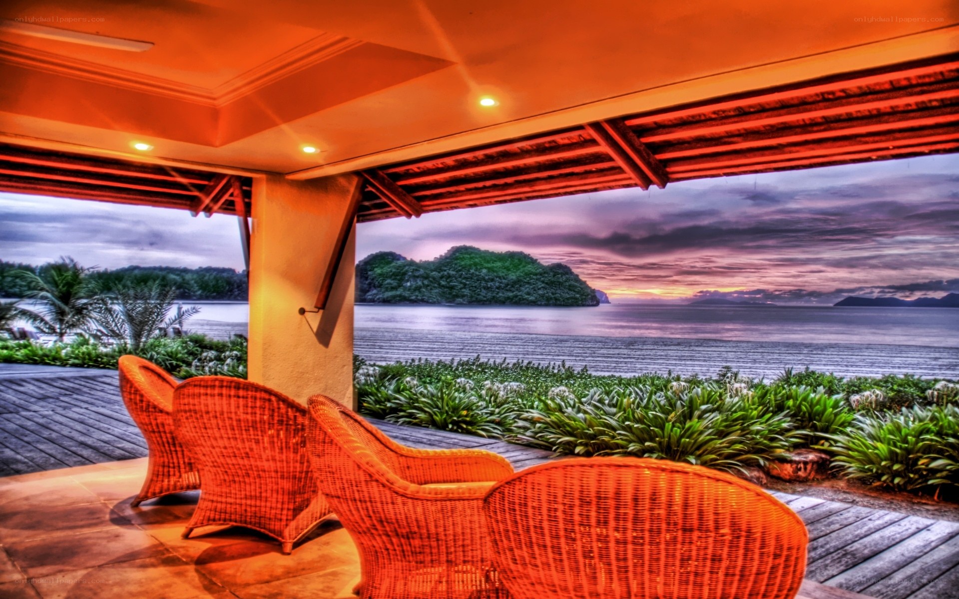 Sunset view from resort patio